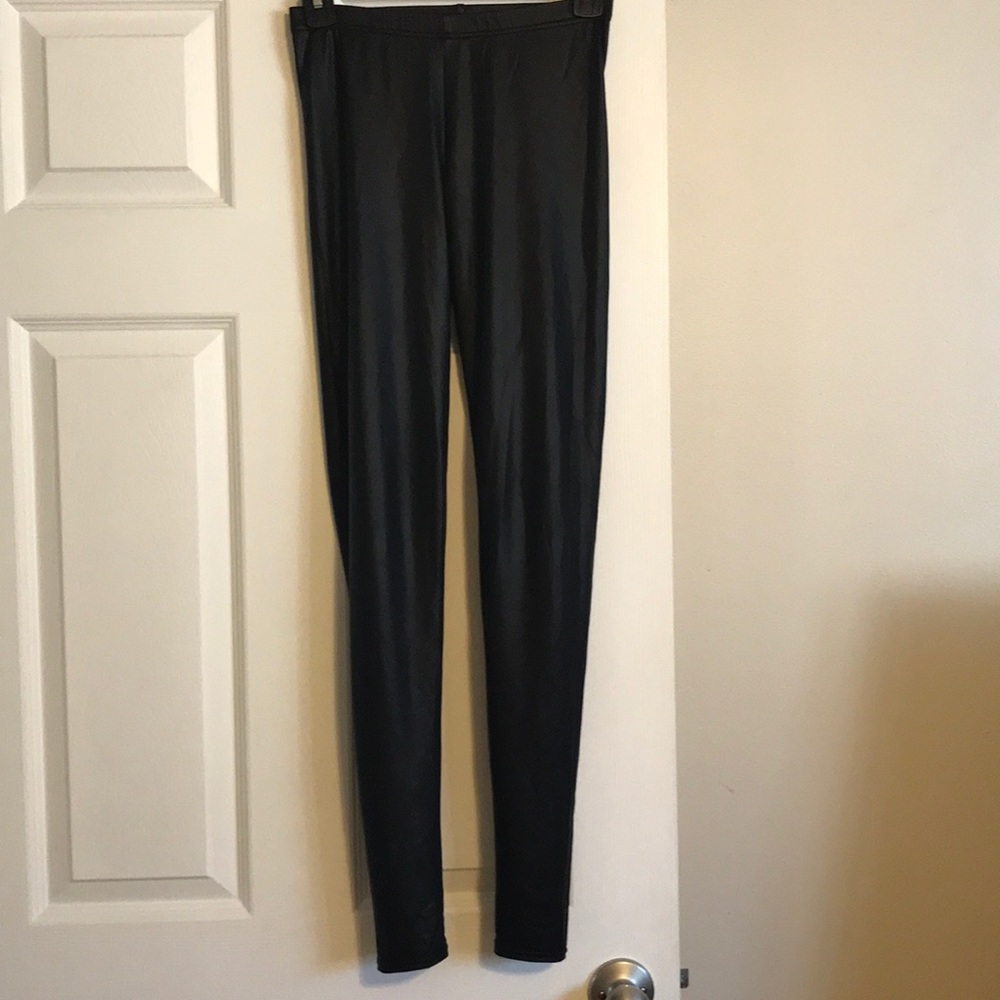 Black Topshop faux leather leggings size 2
